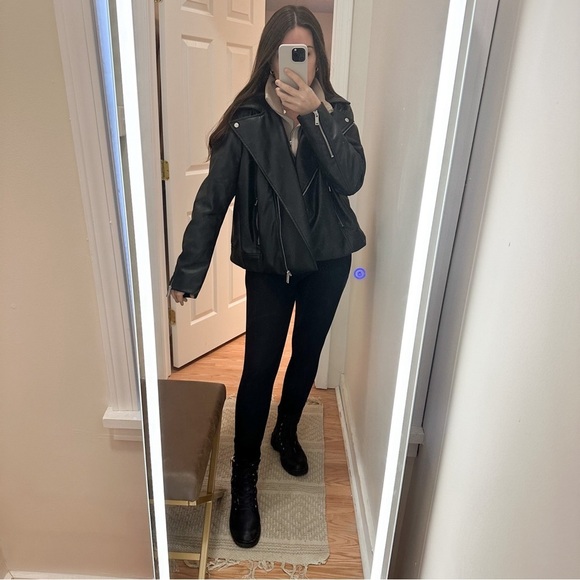 H&M Vegan Faux Leather Biker Moto Jacket black sz XXL - Picture 8 of 8